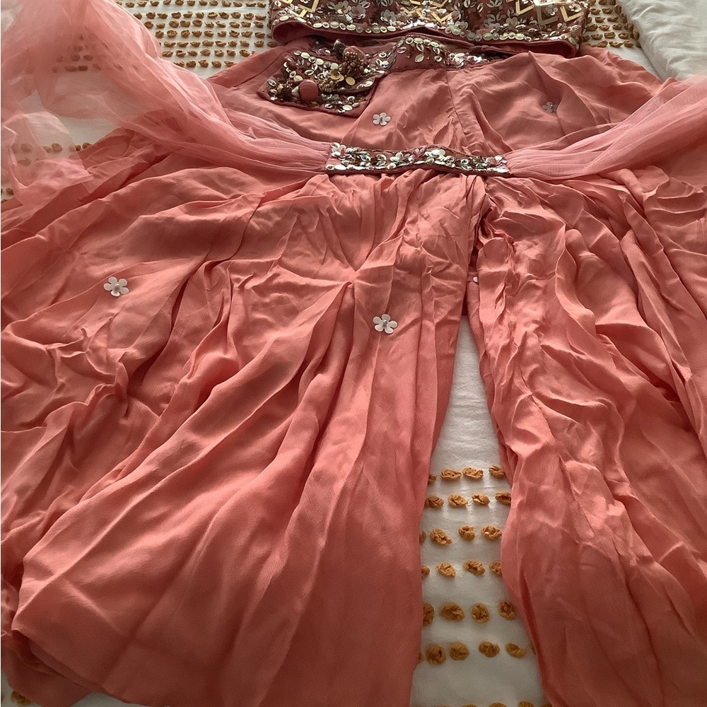 Embellished Coral Pink Beaded Bra Top - Picture 14 of 16